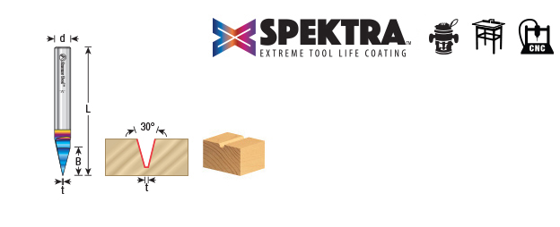 AM Spektra graveringsfres CNC 0.13mm TIP 30° skaft ø6mm