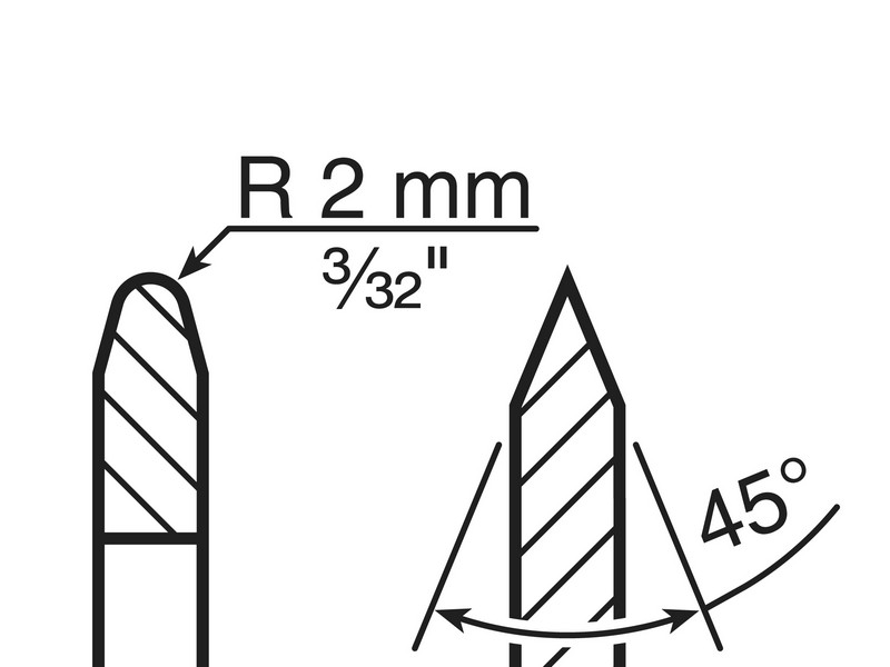 Tormek 2 stk.lærbr for LA-120 R2mm og 45gr.