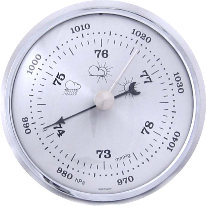 Barometer ø81 sølv symbol øf56