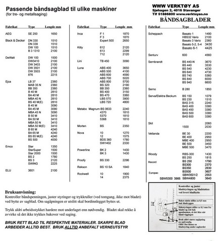 Båndsagblad 2440 x 10 x 6t