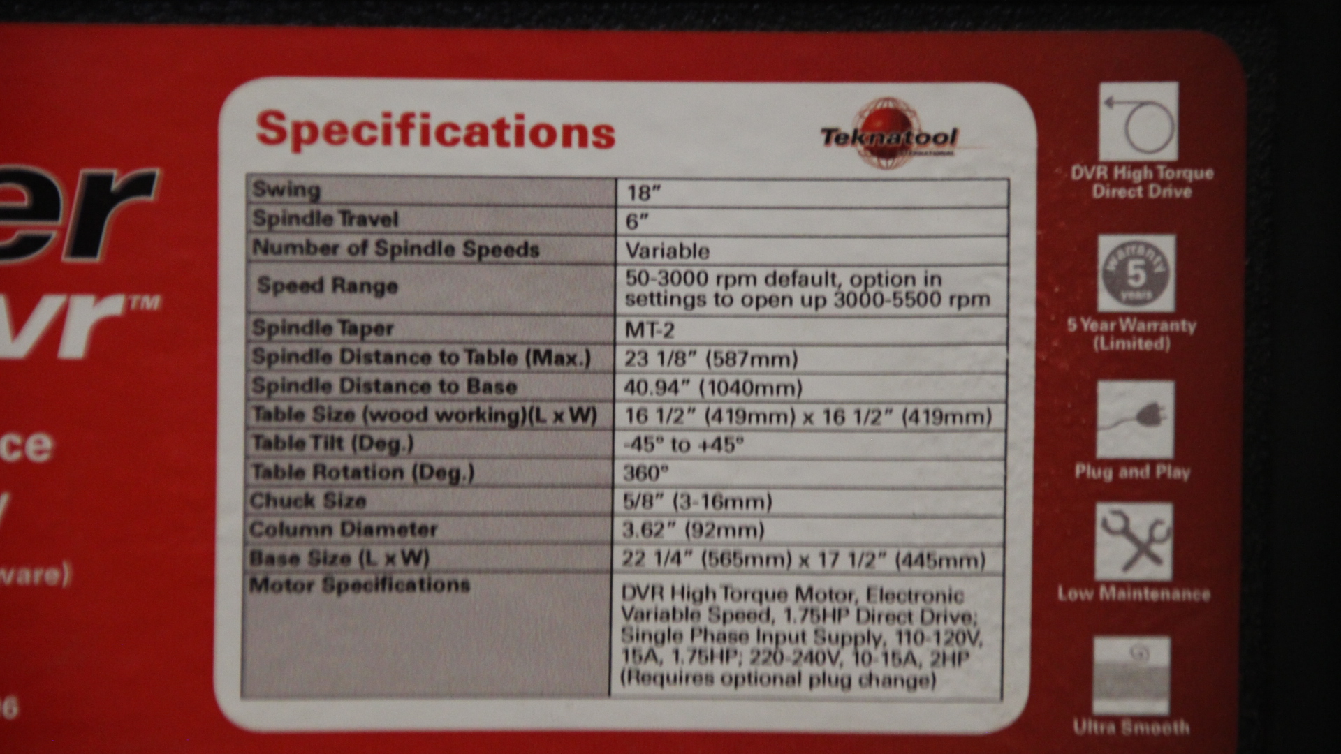 Nova Voyager søylebormaskin elektronisk