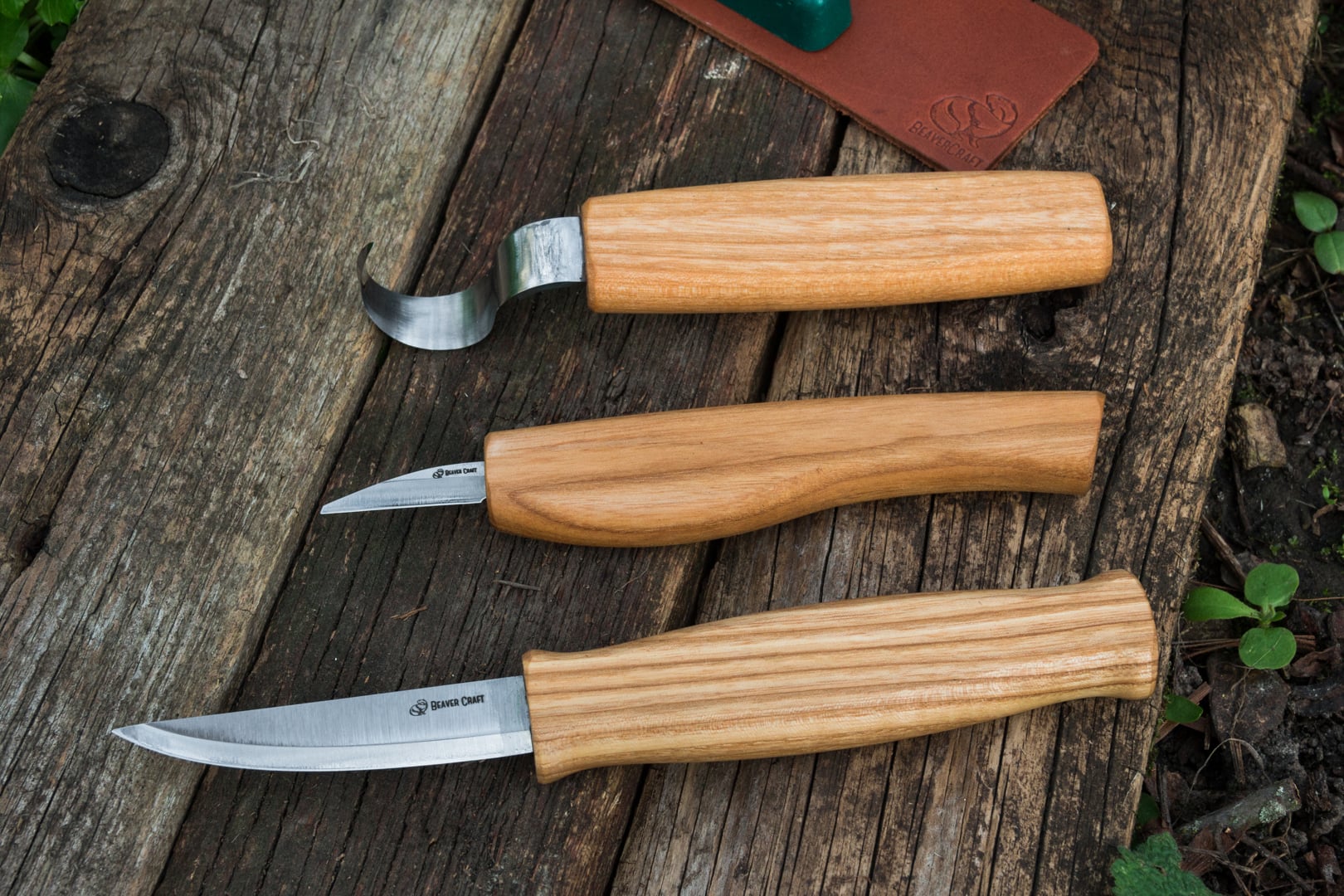 Beavercraft Skjekniv/spikkesett i gaveboks 3 kniver 7 dl.