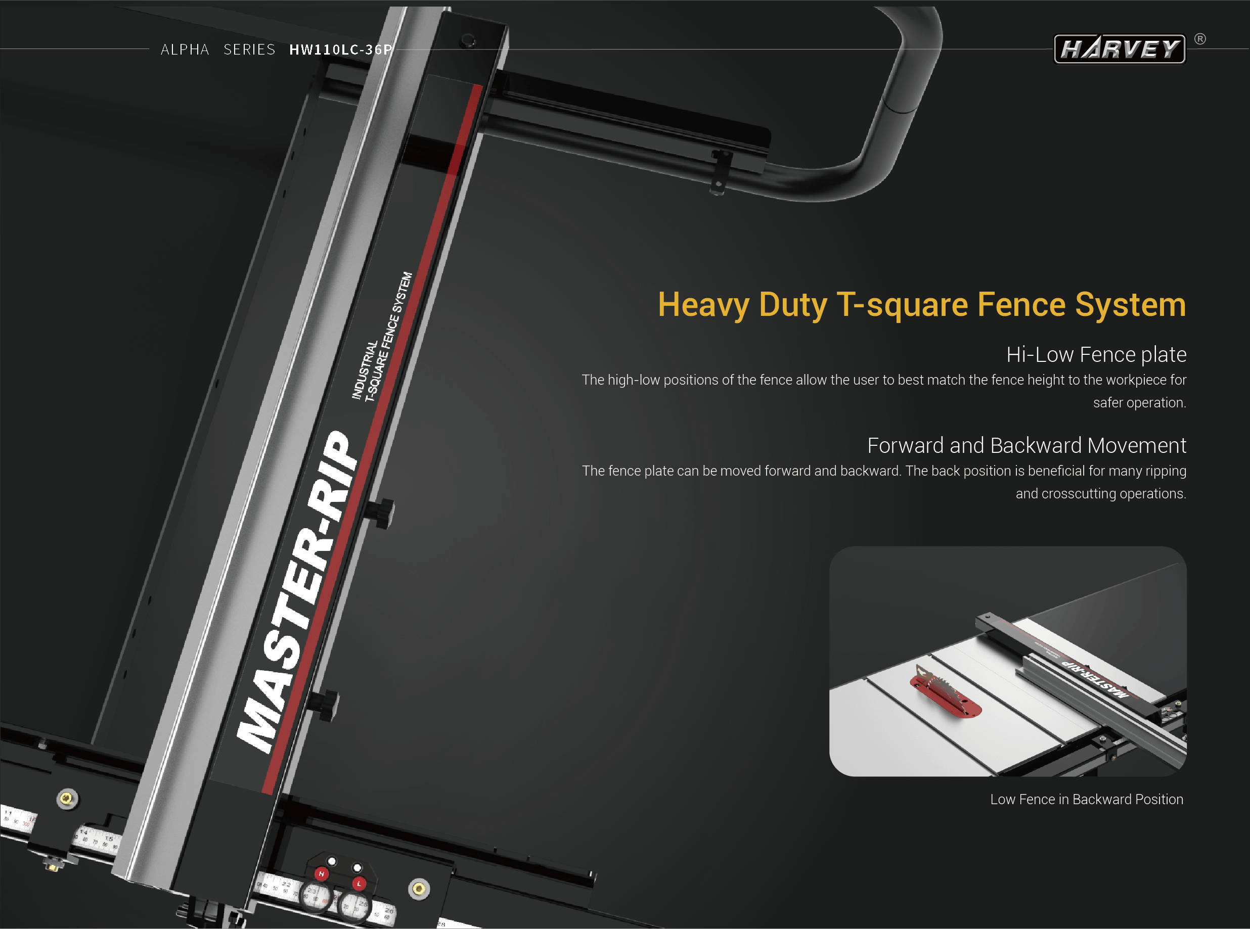 Harvey Alpha bordsirkelsag HW110SE-36 Tin PVD flate 2,2kW 915MM