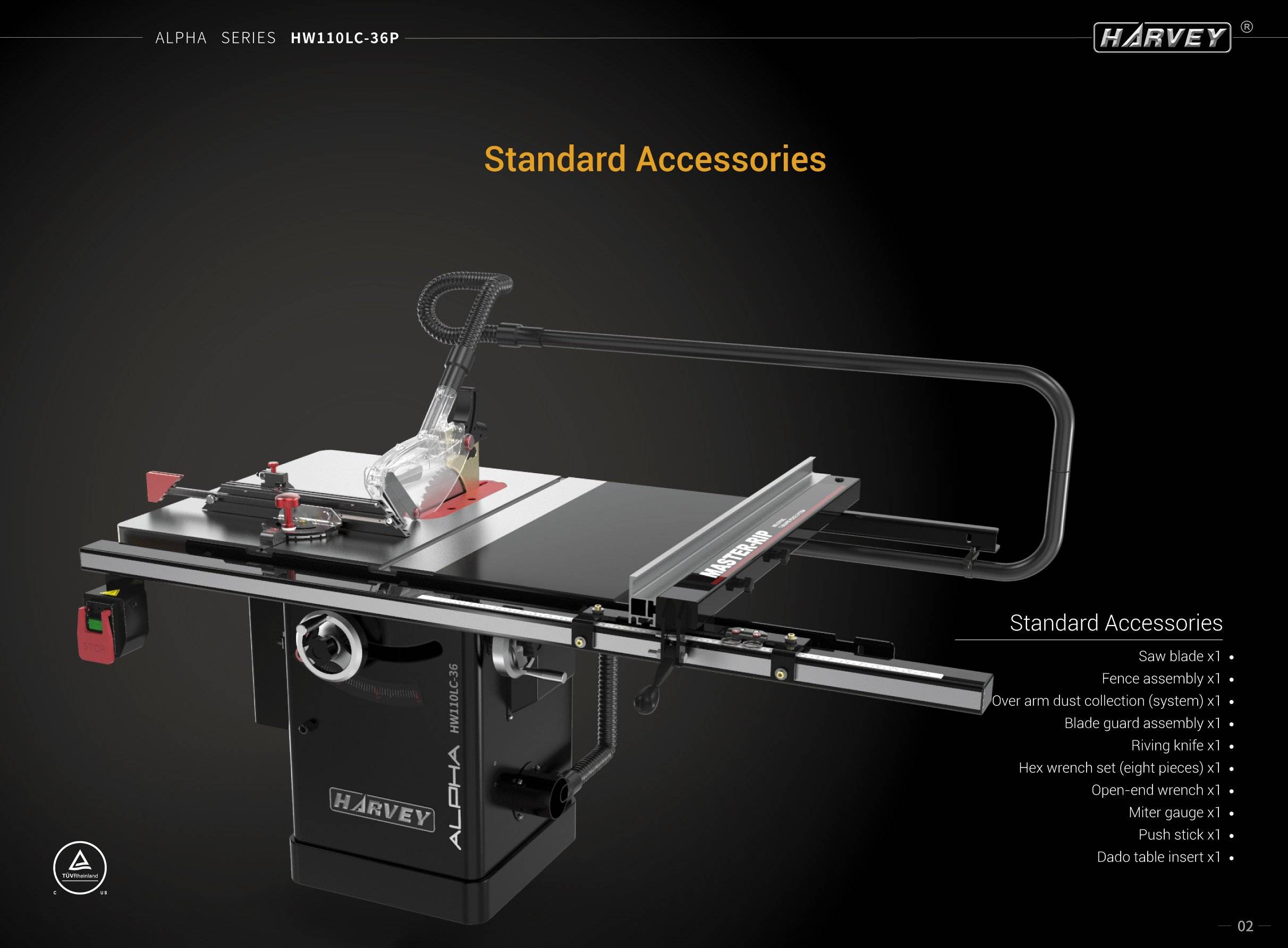 Harvey Alpha bordsirkelsag HW110SE-36 Tin PVD flate 2,2kW 915MM