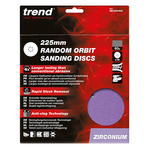 Trend pussedisk ø225 k80 zirc 10 stk