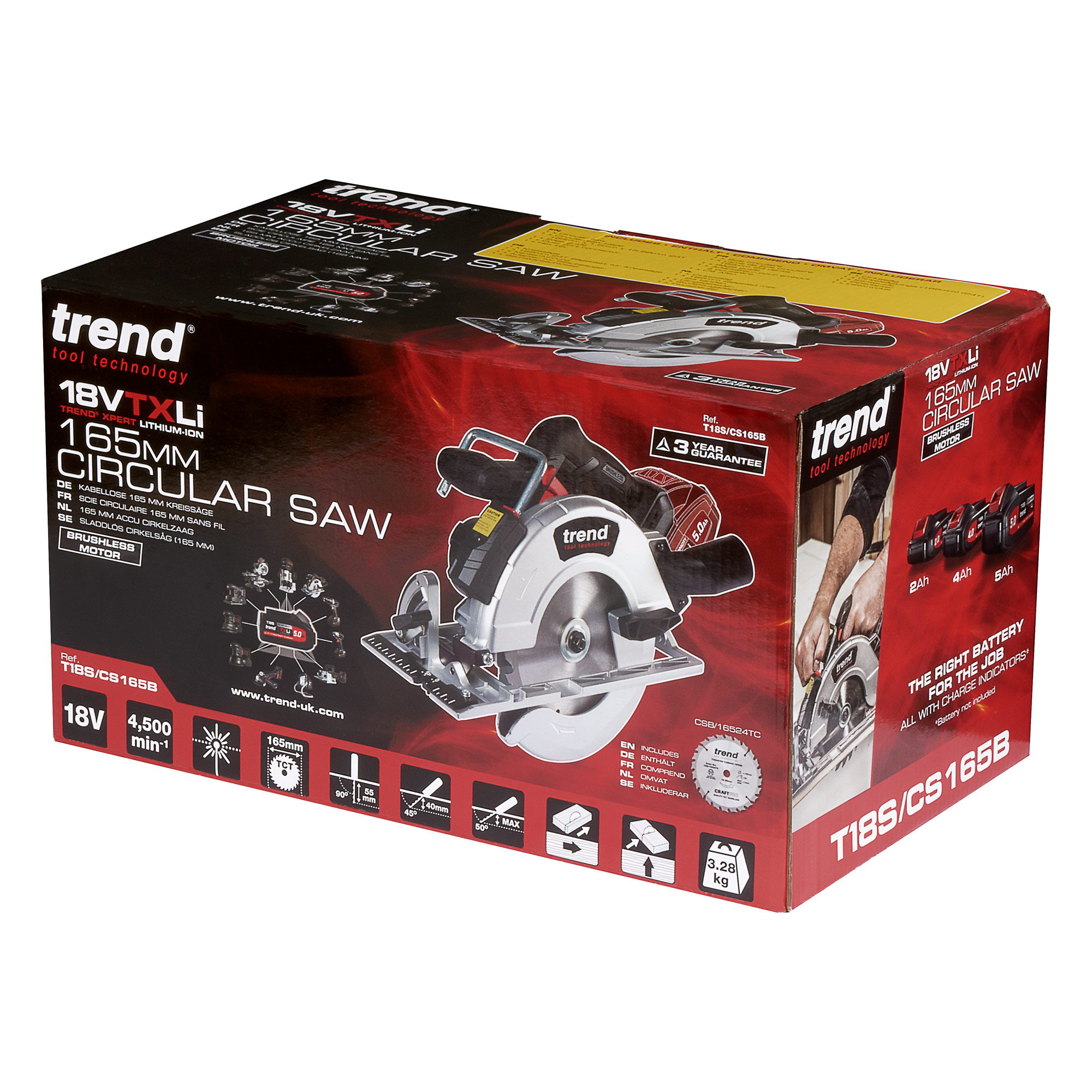 Trend 18V Sirkelsag batteri 165mm uten lader/batteri